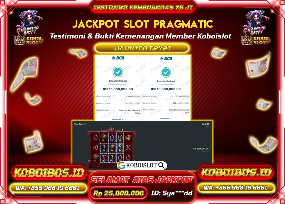 BUKTI KEMENANGAN SLOT GACOR HAUNTED CRYPT Rp25.000.000,- LUNAS